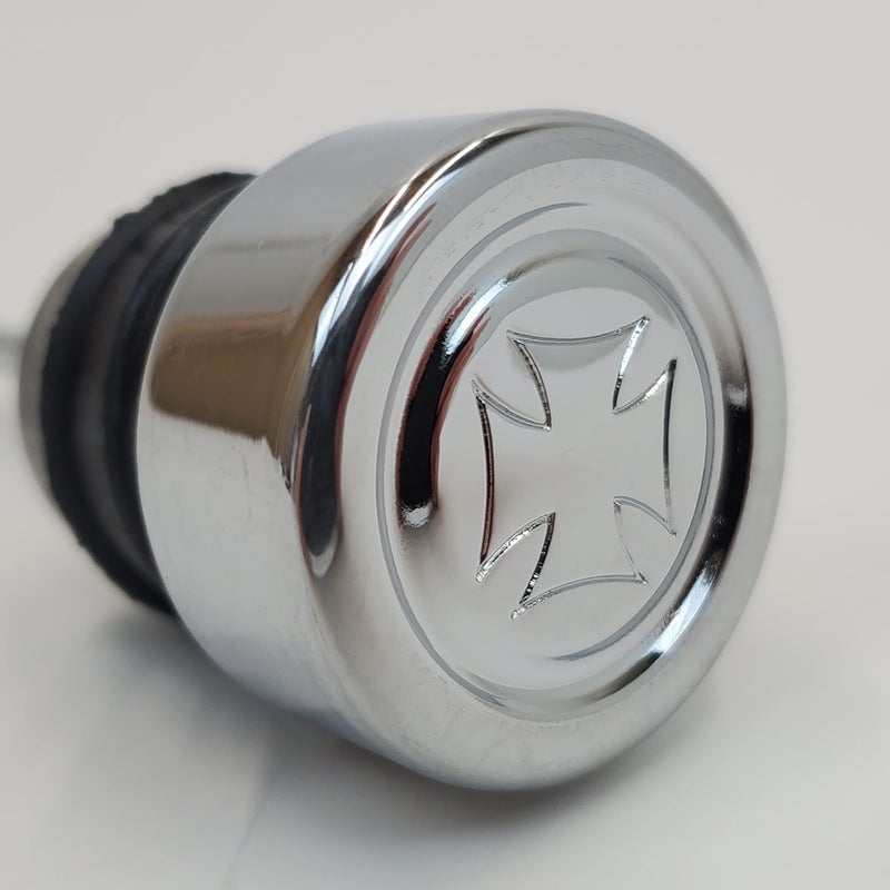 Billet Proof Designs Chrome Shorty Style Maltese Cross Oil Tank Dipstick - Fits 1979-2003 Harley Sportster XL and 1984-1999 Harley Softail Models - Replaces HD Part# 62595-82A - Image 2